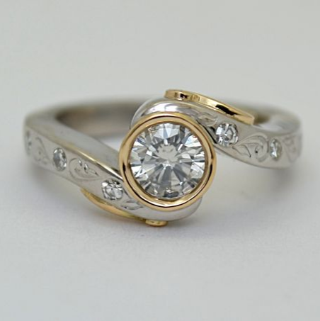 Vintage Golden Zirconia & Silvered Ring-Maryam Jewelry