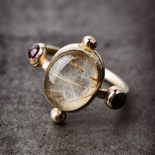 Vintage White Stone Ring-Maryam Jewelry