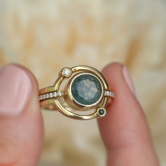 Vintage Blue Opal Golden Ring-Maryam Jewelry