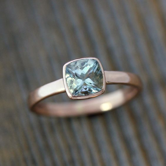 Vintage Inlaid Blue Glass Rose Ring-Maryam Jewelry