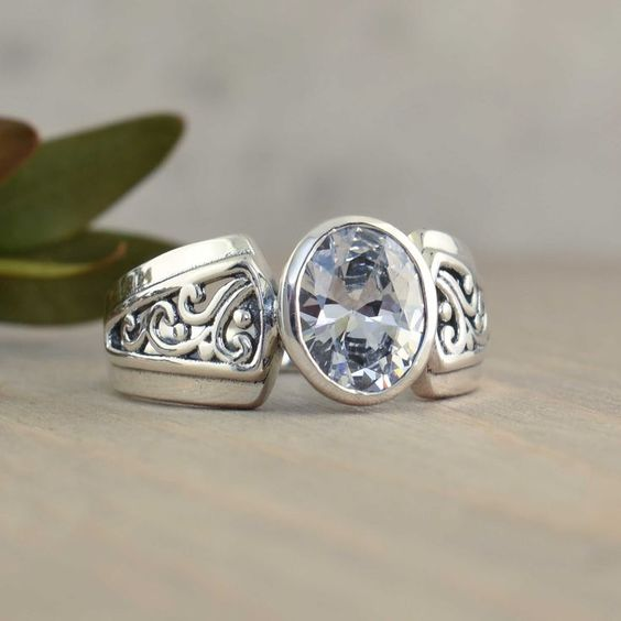 Vintage Glass & Silvered Ring-Maryam Jewelry