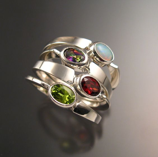 Vintage Colorful Crystals Silvered Ring-Maryam Jewelry