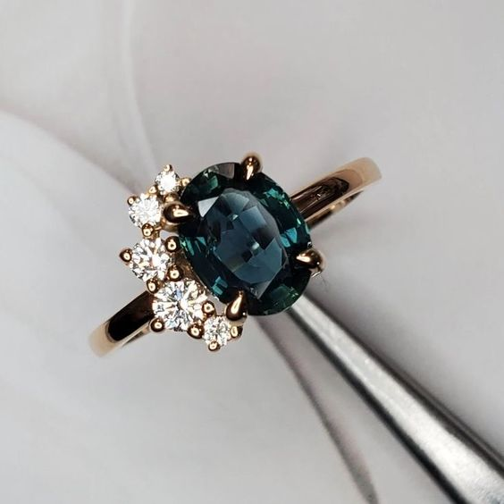 Vintage Dark Blue Crystal Ring-Maryam Jewelry