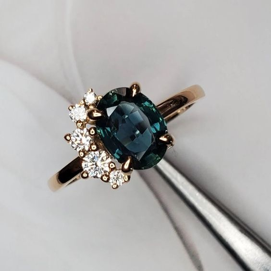 Vintage Dark Blue Crystal Ring-Maryam Jewelry