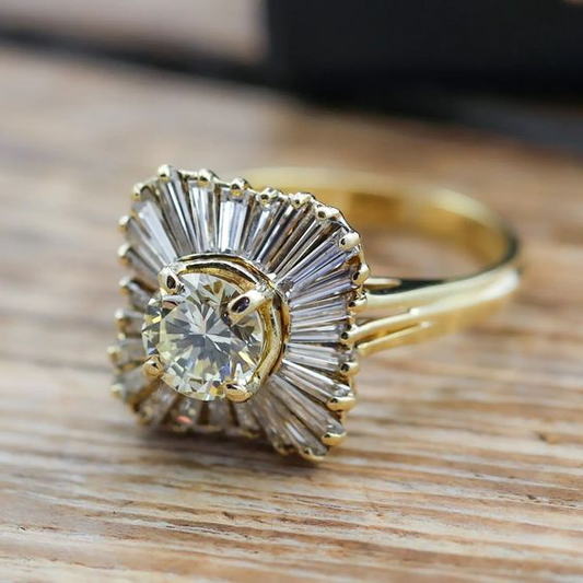 Vintage Crystal Gold Ring-Maryam Jewelry