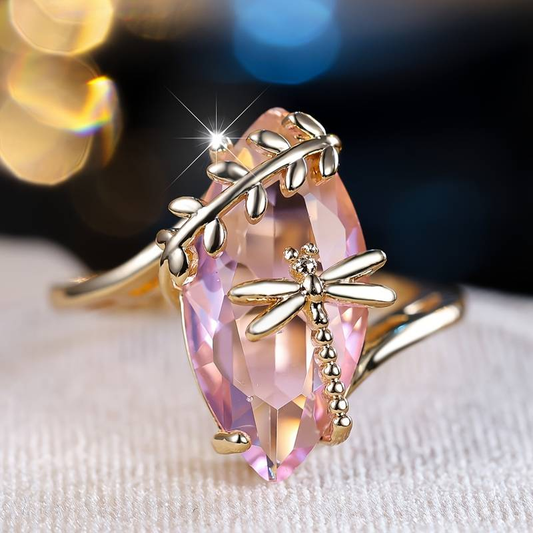 Vintage Pink Oval Glass Ring-Maryam Jewelry