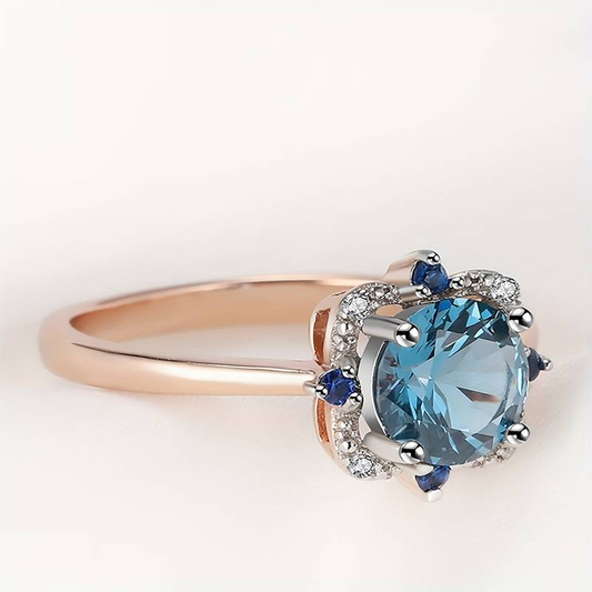 Vintage Blue Glass Rose Ring-Maryam Jewelry