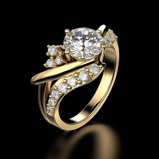 Vintage Golden Zirconia Ring-Maryam Jewelry