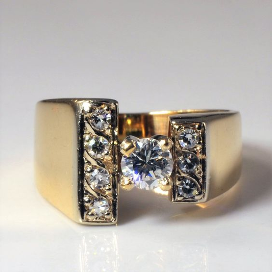 Vintage Open Zirconia Golden Ring-Maryam Jewelry