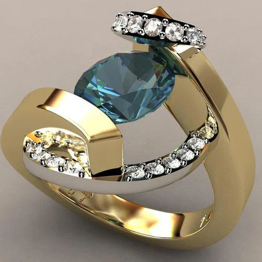 Vintage Blue Gold Ring-Maryam Jewelry