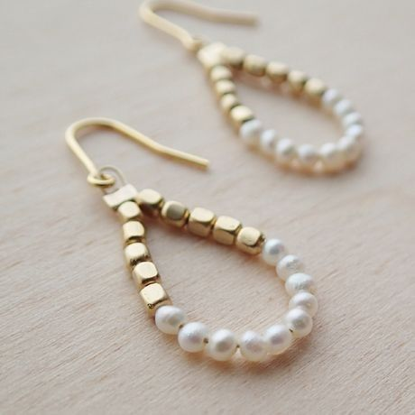 Vintage Pearl & Golden Beads Earrings-Maryam Jewelry