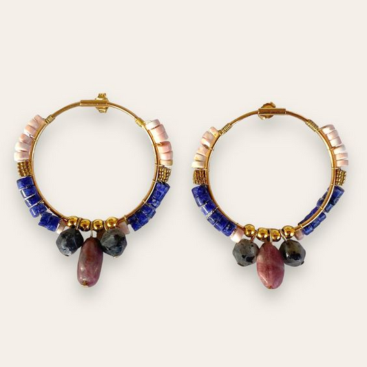 Vintage Colorful Hoop Earrings-Maryam Jewelry