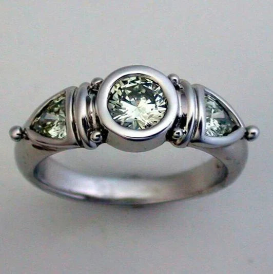Vintage Green Glass Silver Ring-Maryam Jewelry