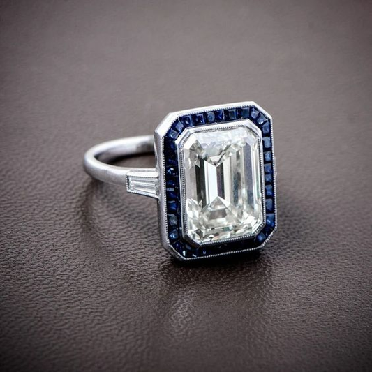 Vintage Blue & White Bright Ring-Maryam Jewelry