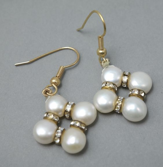 Vintage Pearl Star Earrings-Maryam Jewelry