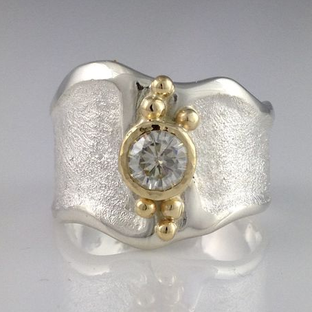 Vintage Silver & Gold Zirconia Ring-Maryam Jewelry
