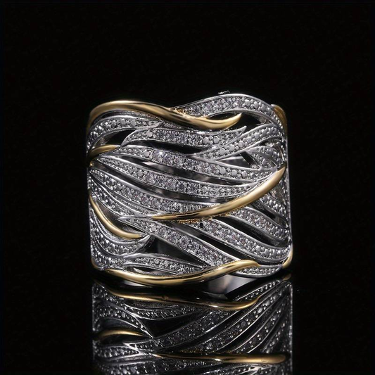 Vintage Braided Spiral Gold & Silver Ring-Maryam Jewelry