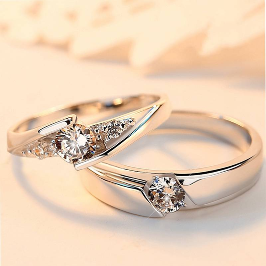 Vintage Couple Zirconia Silver Ring Set-Maryam Jewelry