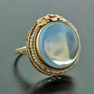 Vintage Rounded Moonstone Ring-Maryam Jewelry