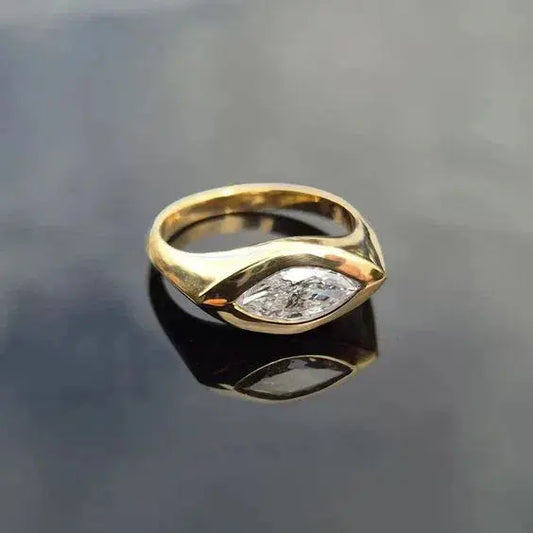 Vintage Zirconia Eye Gold Ring-Maryam Jewelry