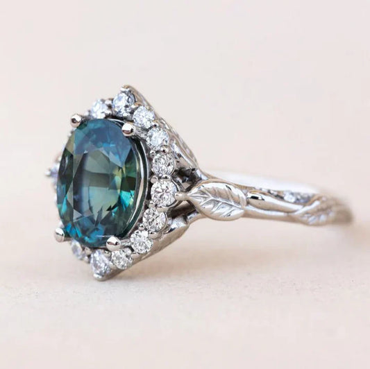 Vintage Blue Bright Silver Ring-Maryam Jewelry