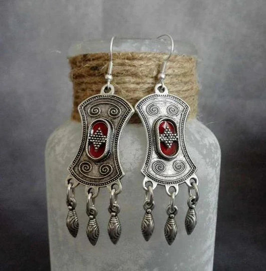 Vintage Silvered Dangling Earrings-Maryam Jewelry