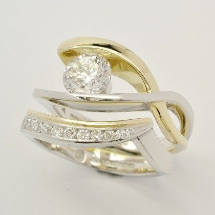 Vintage Layered Gold & Silver Zirconia Ring-Maryam Jewelry