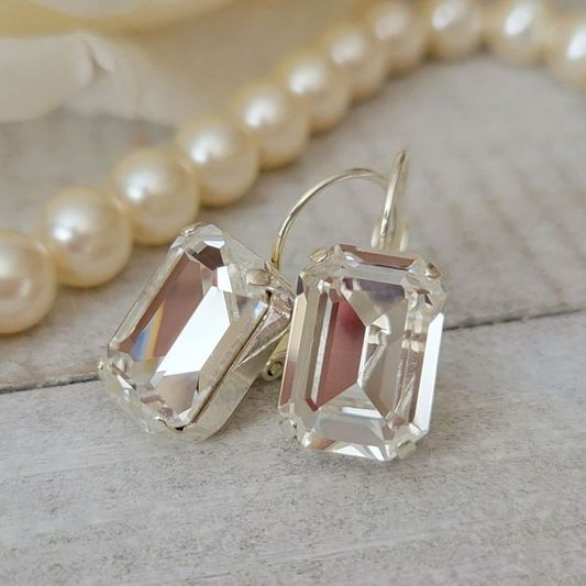 Vintage White Glass Earrings-Maryam Jewelry