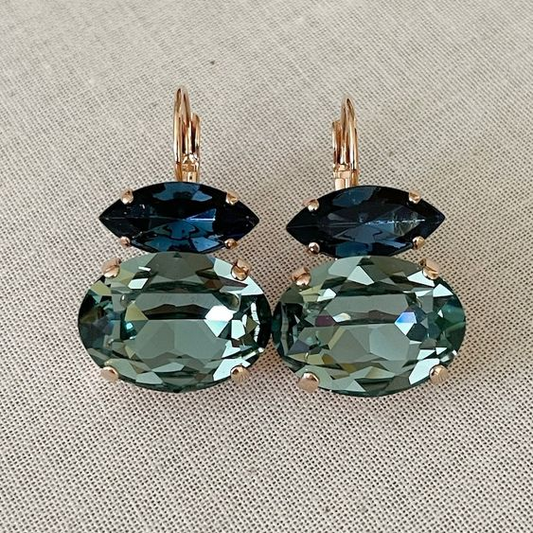 Vintage Green & Blue Glass Earrings-Maryam Jewelry