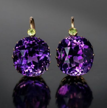 Vintage Purple Rounded Zirconia Earrings-Maryam Jewelry