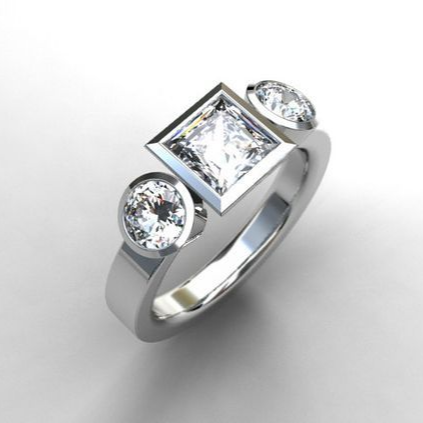 Vintage Square Glass Silver Ring-Maryam Jewelry