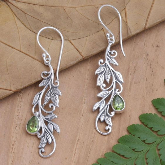 Vintage Dangling Leaf Crystal Earrings-Maryam Jewelry