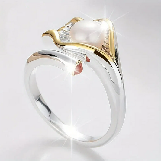 Vintage Gold & Silver Pearl Ring-Maryam Jewelry