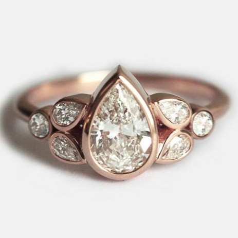 Vintage Rose Zirconia Drop Ring-Maryam Jewelry