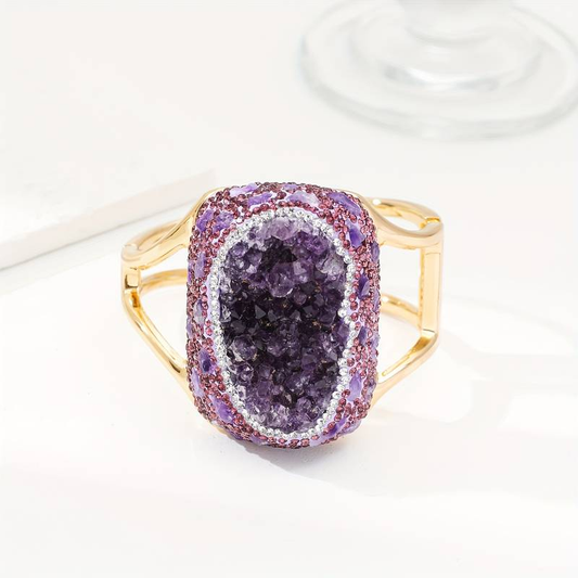 Vintage Purple Bright Gold Ring-Maryam Jewelry