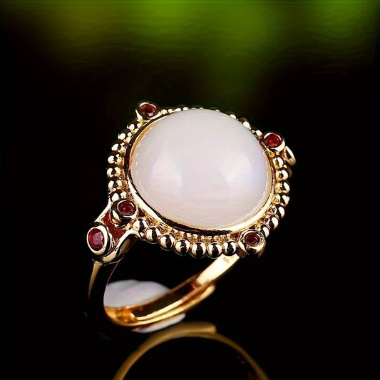 Vintage White Opal Gold Ring-Maryam Jewelry