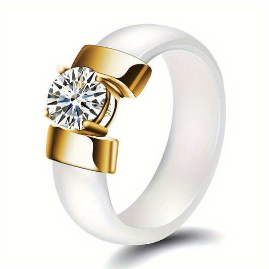 Vintage White Gold Zirconia Ring-Maryam Jewelry