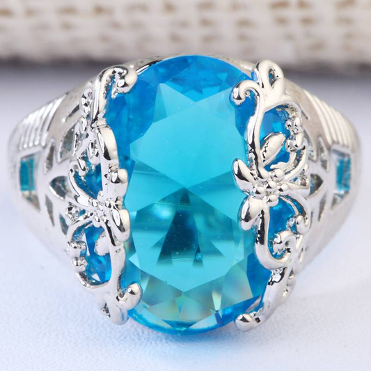 Vintage Blue Sky Silver Ring-Maryam Jewelry