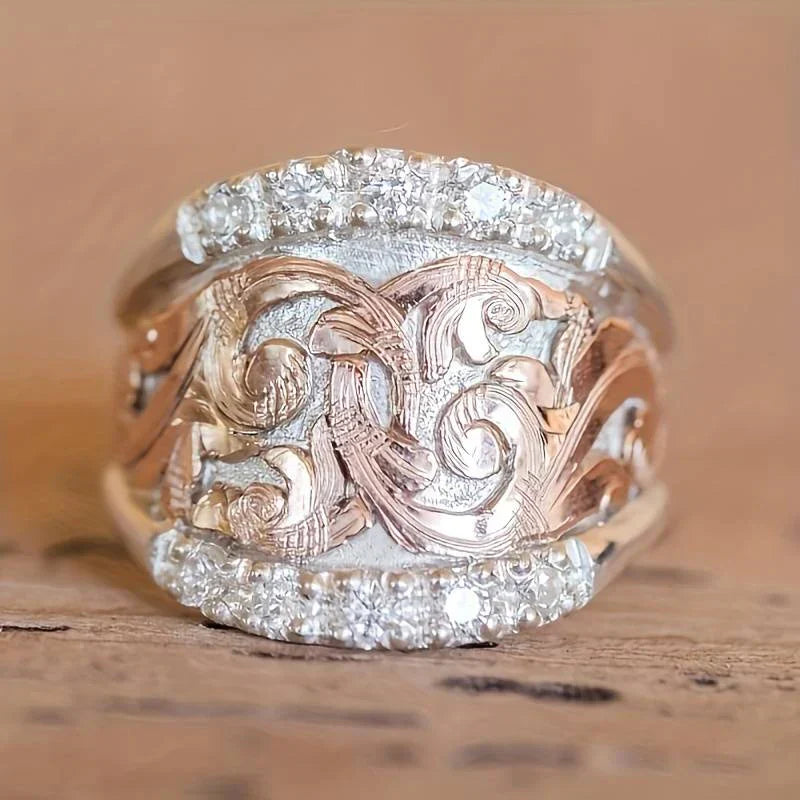 Vintage Silver & Rose Ring-Maryam Jewelry