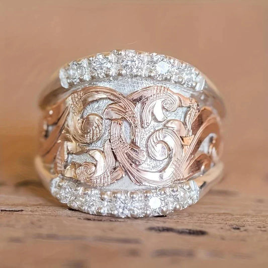 Vintage Silver & Rose Ring-Maryam Jewelry