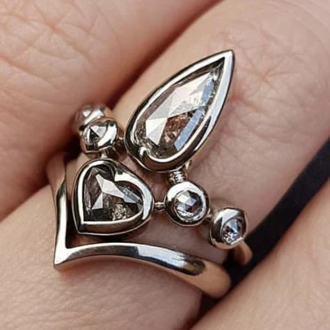 Vintage Oval Crystal Silver Ring-Maryam Jewelry