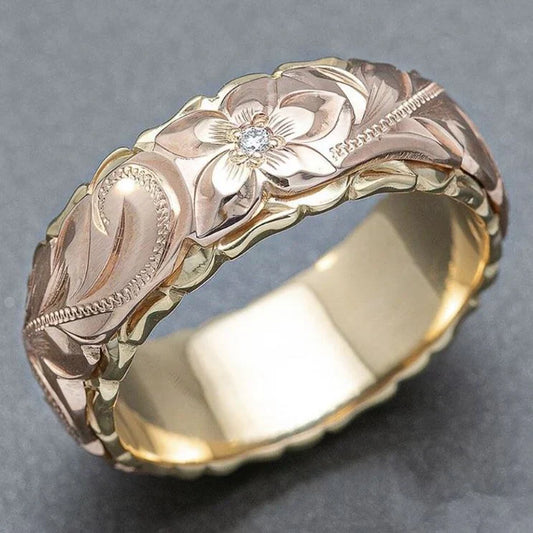 Vintage Rose Flower Gold Ring-Maryam Jewelry