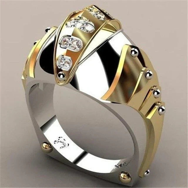Vintage Gold & Silver Bright Zirconia Ring-Maryam Jewelry