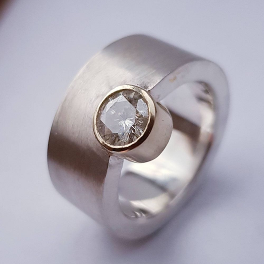 Vintage Thick SIlver Crystal Ring-Maryam Jewelry