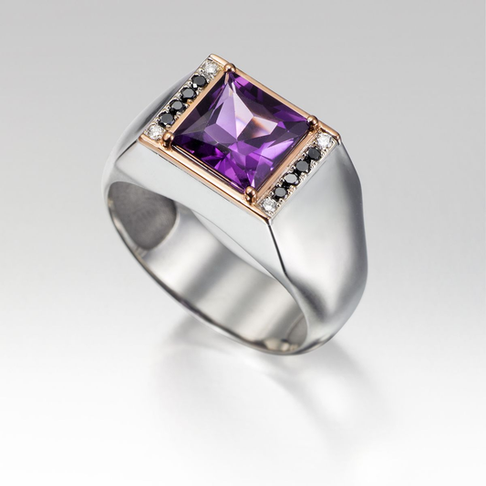 Vintage Purple Glass Silver Ring-Maryam Jewelry