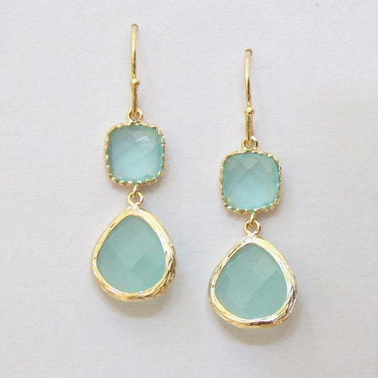 Vintage Turquoise Moonstone Earrings-Maryam Jewelry