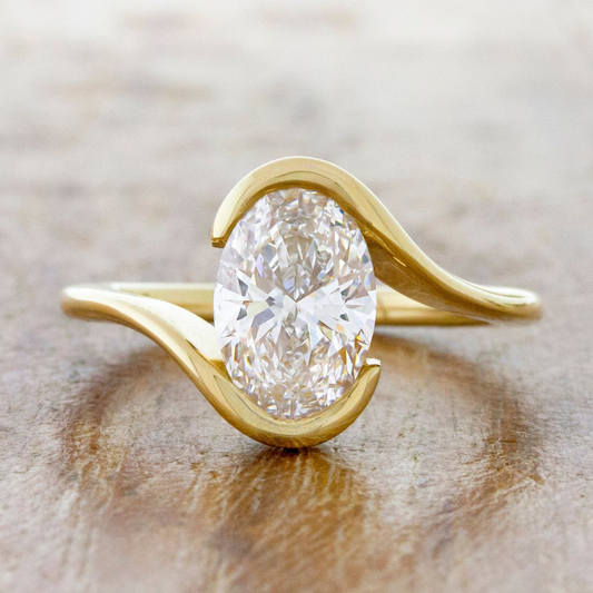 Vintage White Glass Wavy Gold Ring-Maryam Jewelry