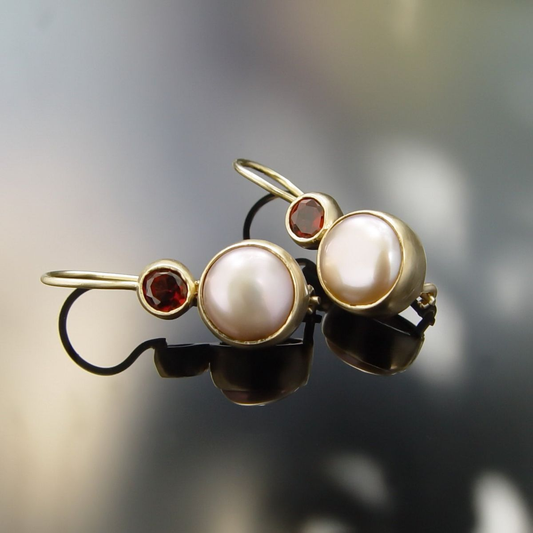 Vintage Pearl & Red Crystal Earrings-Maryam Jewelry