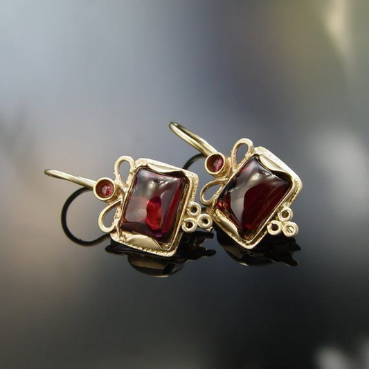 Vintage Red Crystal Earrings-Maryam Jewelry
