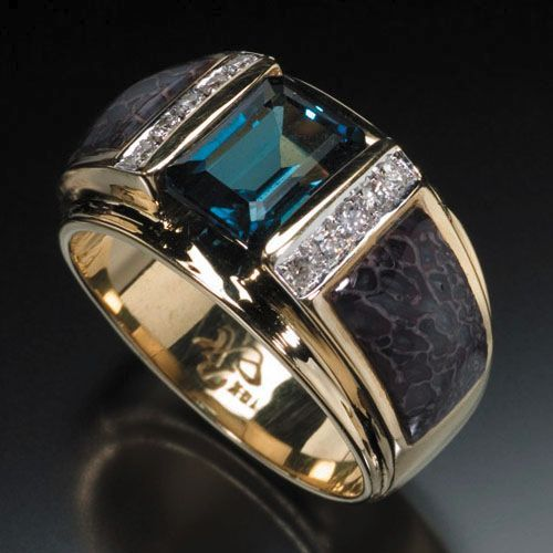 Vintage Blue Glass Dark & Gold Ring-Maryam Jewelry